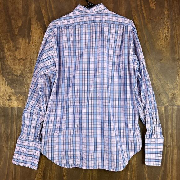 Ralph Lauren Mens Shirt Pink Blue Plaid Philip 100% Cotton Long Sleeve 16-34 - Picture 11 of 13
